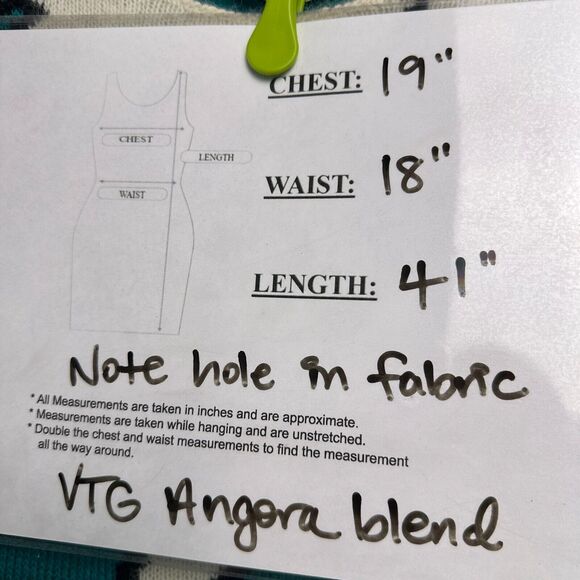 VTG JR Too Sweater Dress Womens Small Blue White Angora Blend Long Sleeve Knit - Picture 8 of 8